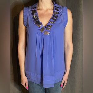 Ted Baker periwinkle sheer camisole tunic top with beading- size 2